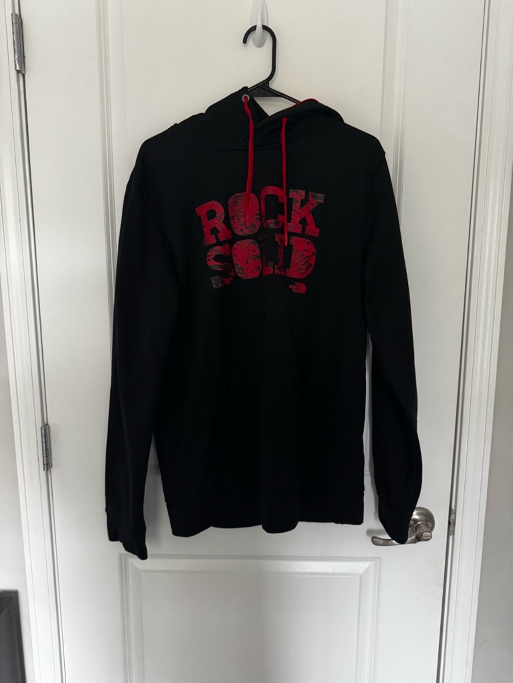 The North Face Black Hoodie with Red 'Rock Solid' Graphic